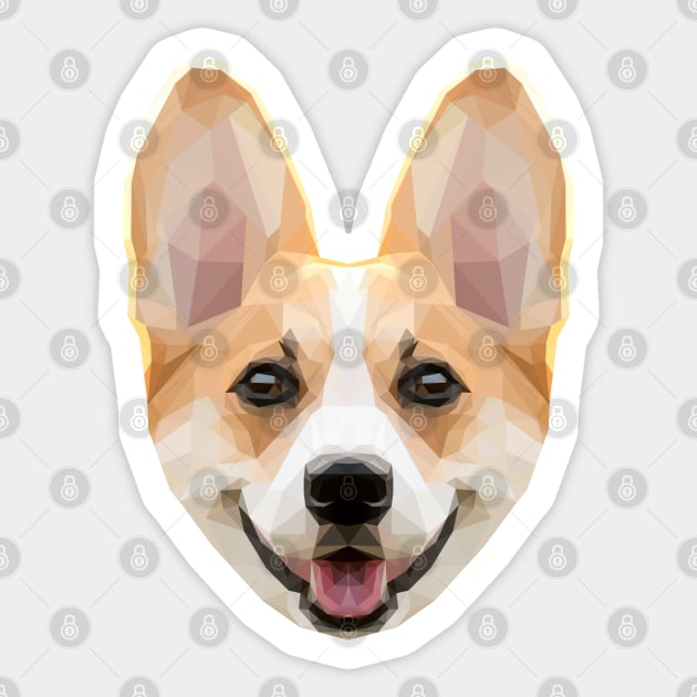 Low Poly Corgi Head Sticker by ErinFCampbell